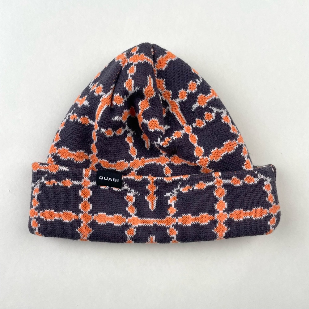 Quasi Orange and Black Knit Beanie